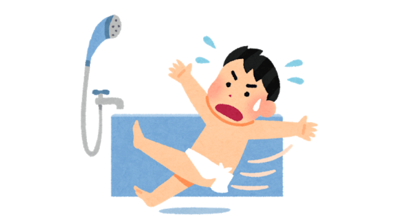 お風呂で転ぶ男性