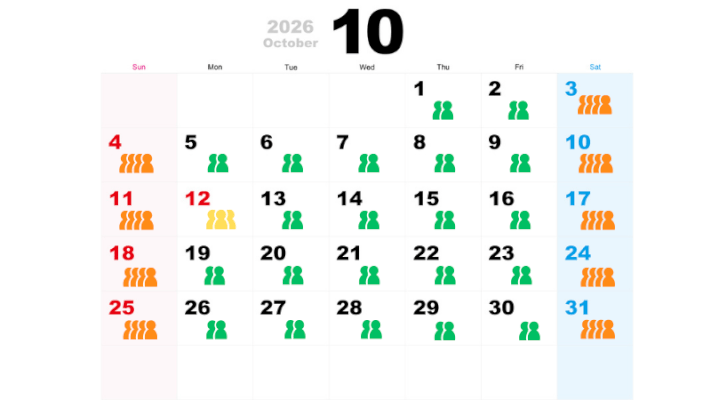 10月の混雑予想