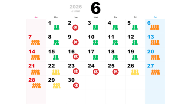 ６月の混雑予想