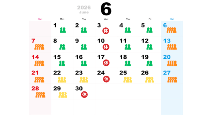 ６月の混雑予想