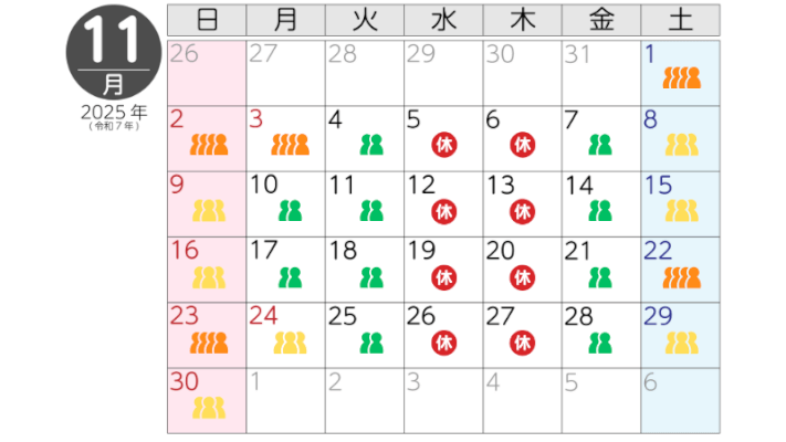 11月の混雑予想カレンダー