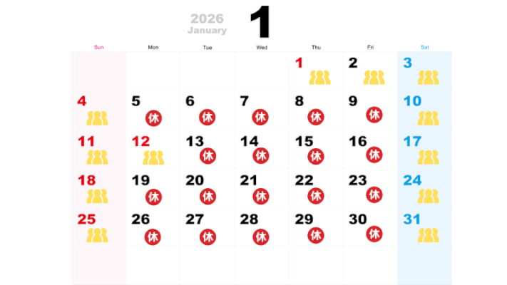 2026年1月の混雑予想カレンダー