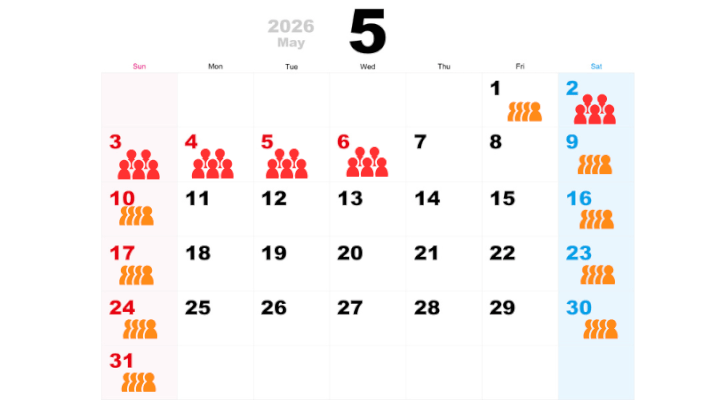 5月の混雑状況カレンダー