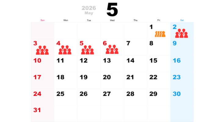 5月の混雑状況カレンダー