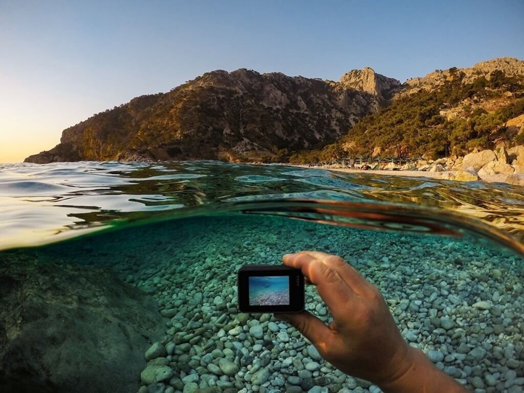 水中に入れたgopro